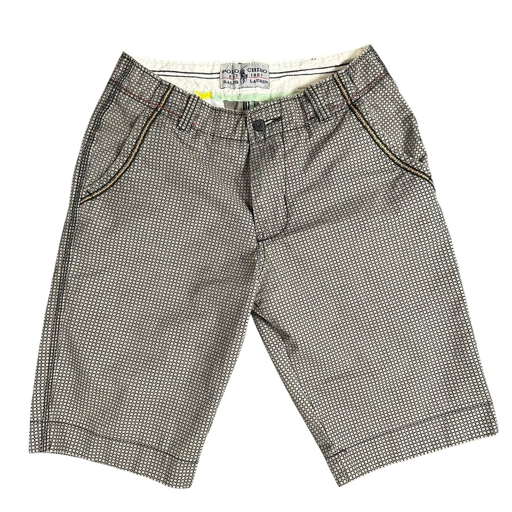 Vintage Polo Chino Ralph Lauren Shorts Men Size 32 Geometric‎ Print Casual